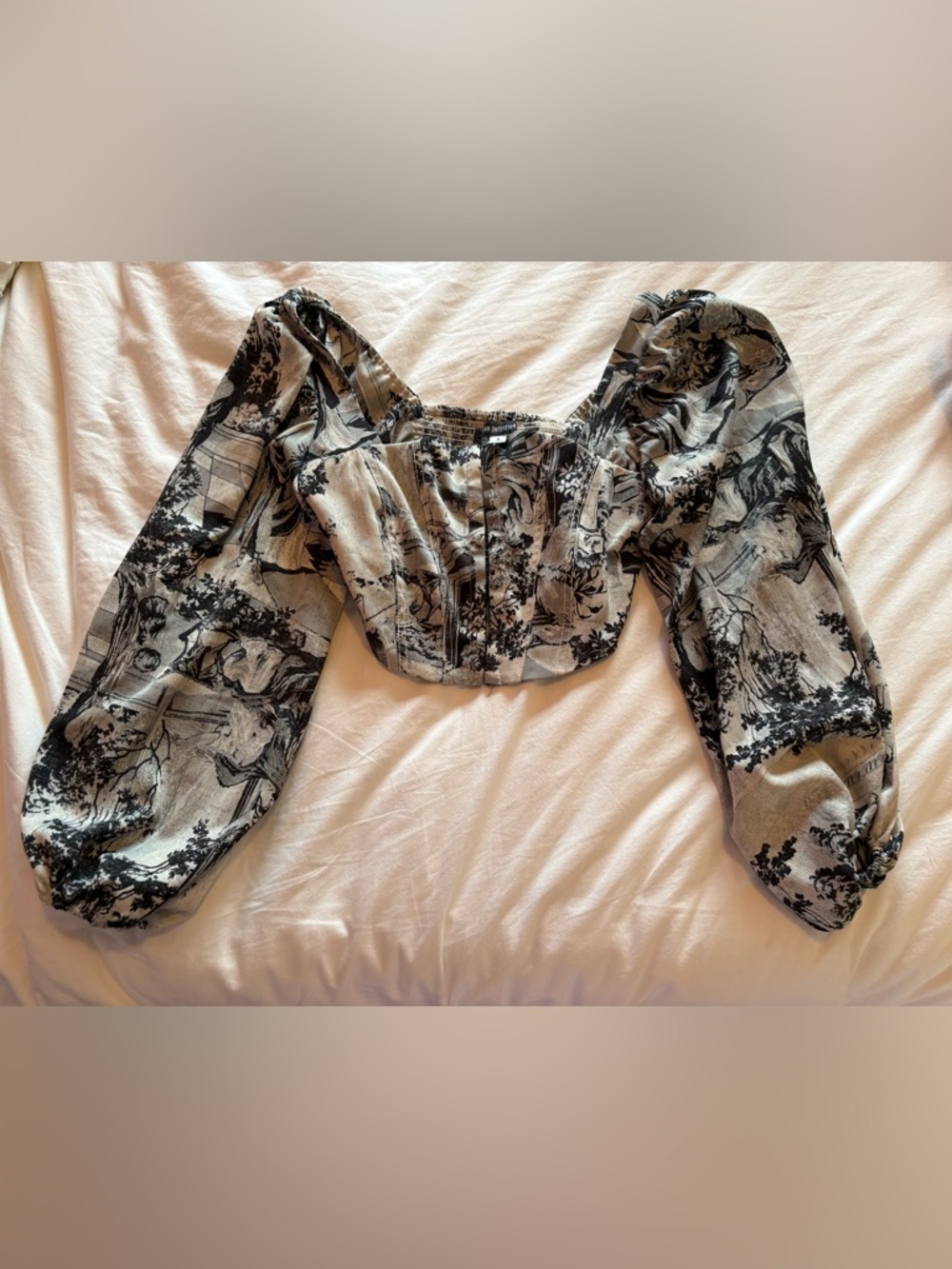 Urban Outfitters Black and Gray Cropped Corset Top